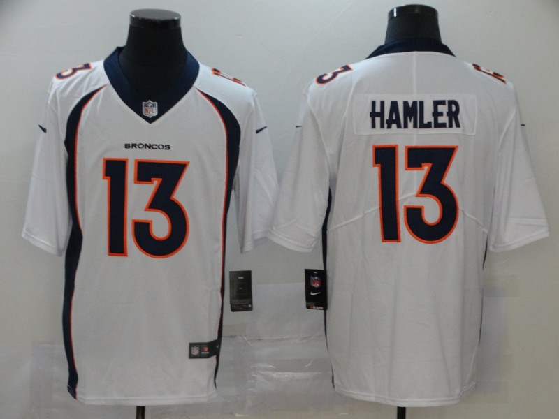 Men's Denver Broncos KJ Hamler #13 White Jersey